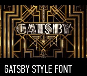 great gatsby style right facing letters font