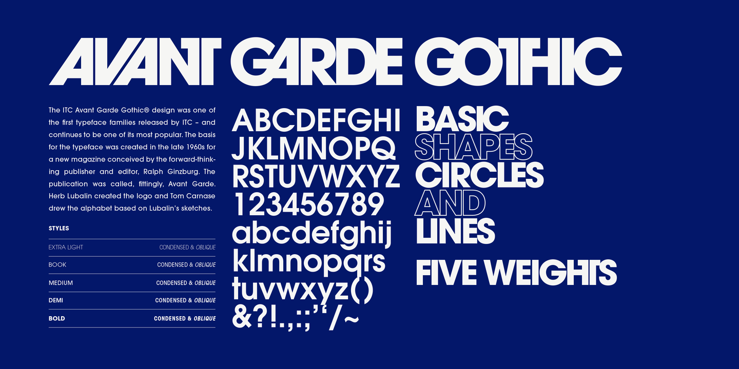 Download Avant Garde Gothic font (typeface)
