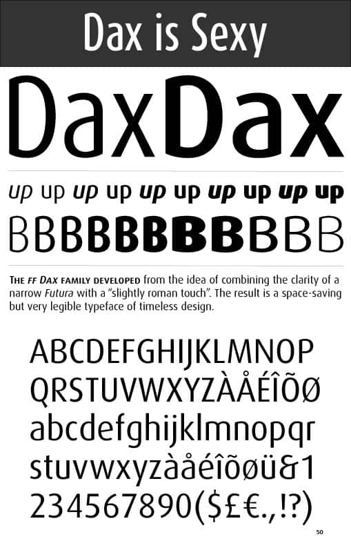 Download Dax     [1995 - Hans Reichel] font (typeface)