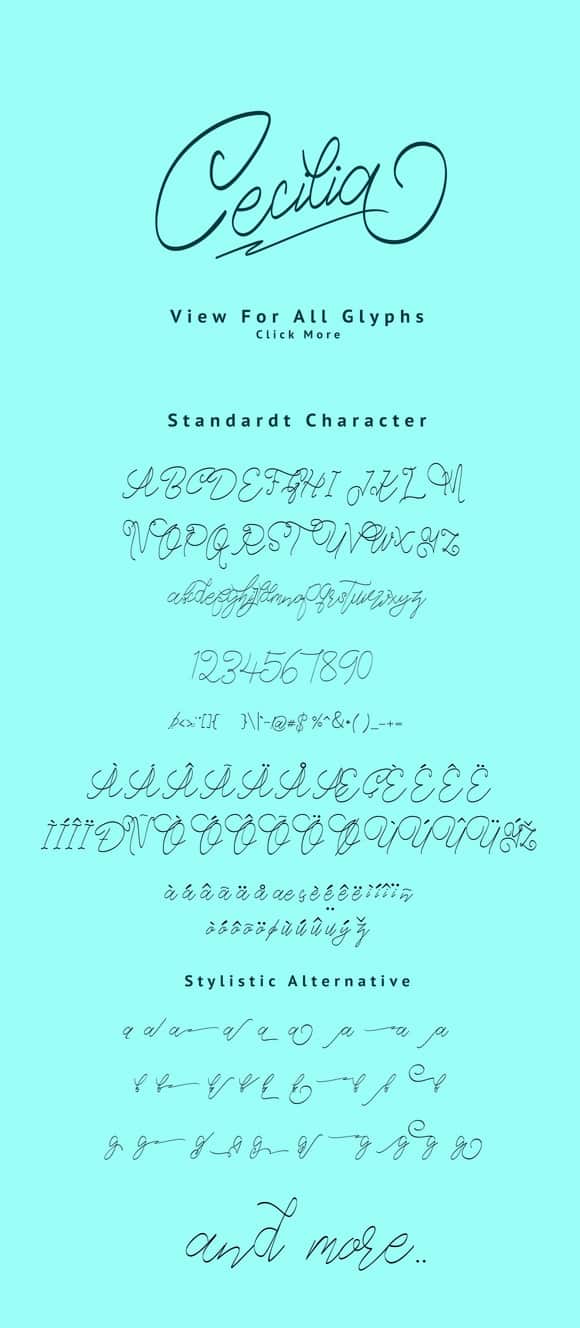 Download Cellicia Script font (typeface)
